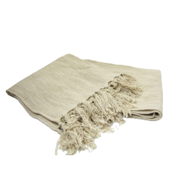 Pled Narzuta Obrus BOHO z frędzlami 160cm x 130cm Jasny Beż